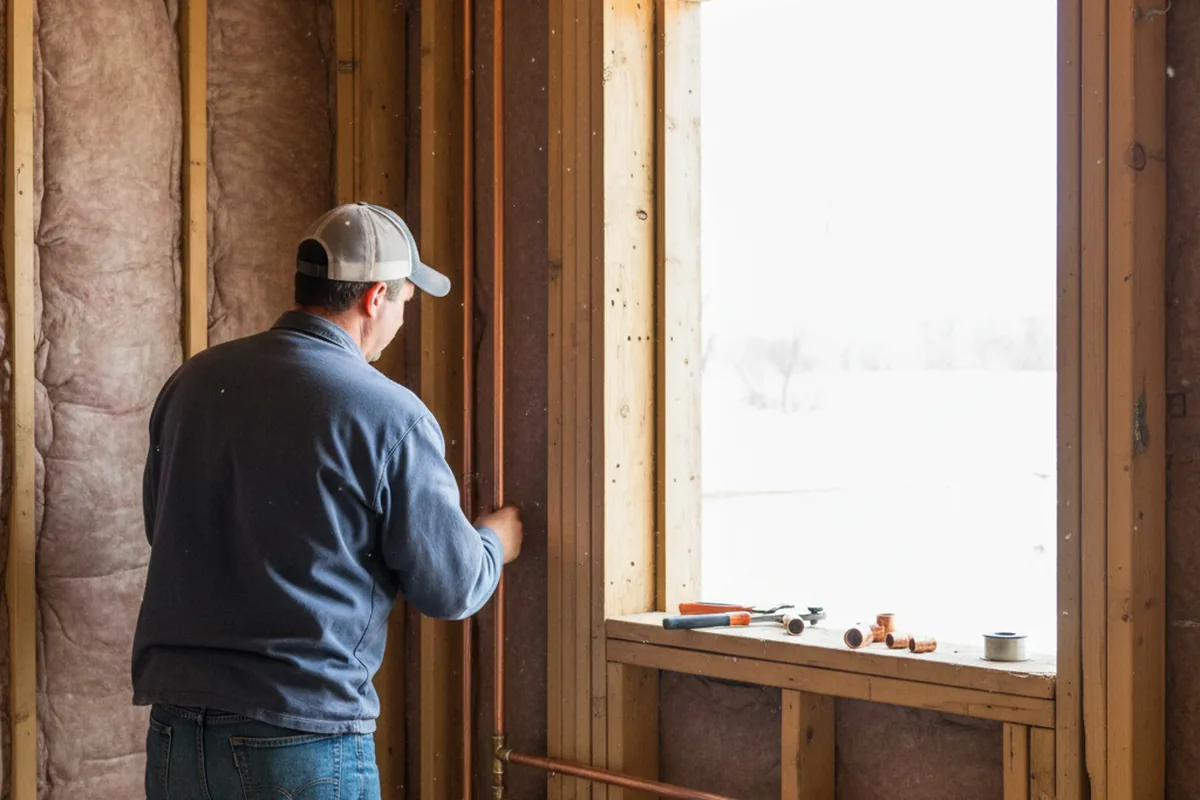 Licensed plumber running new copper supply lines in a Piqua home